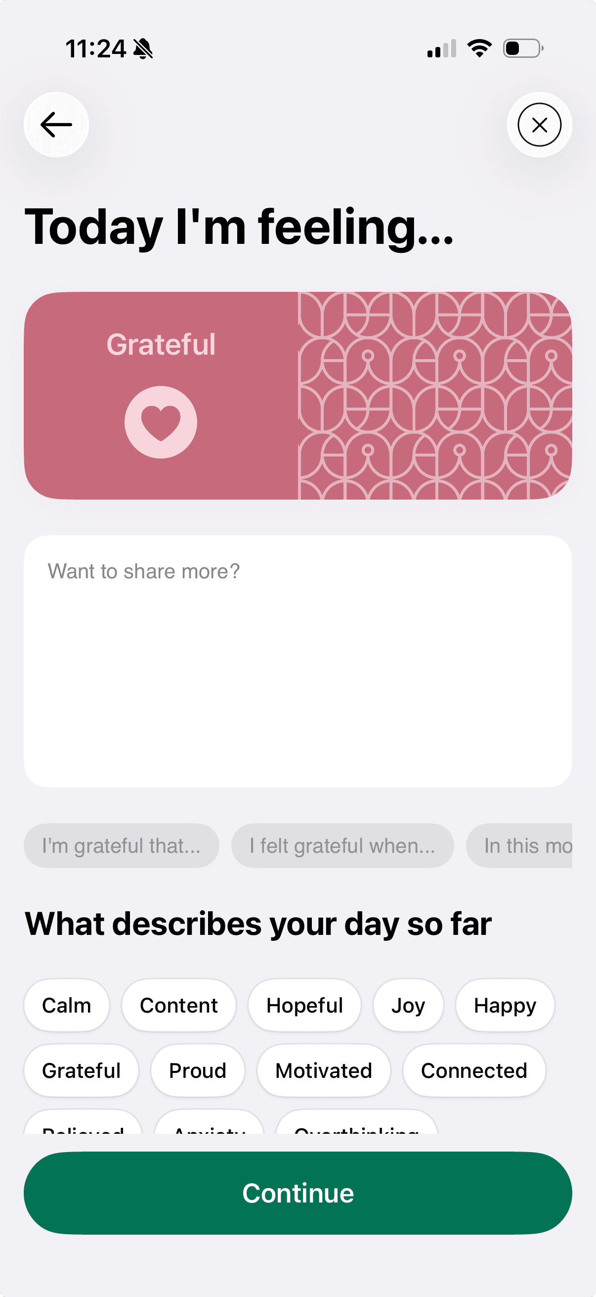 Journal prompt screen