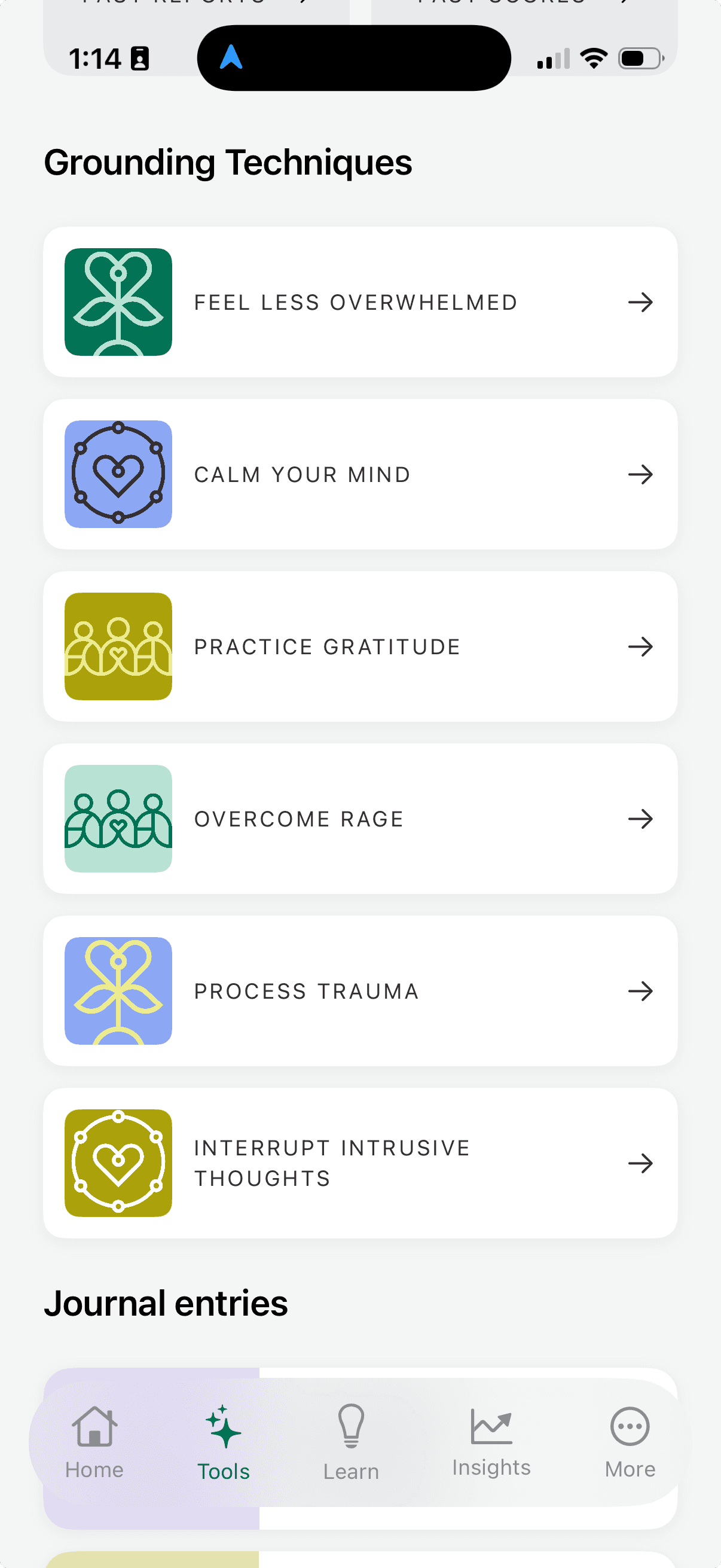 Grounding tools screen