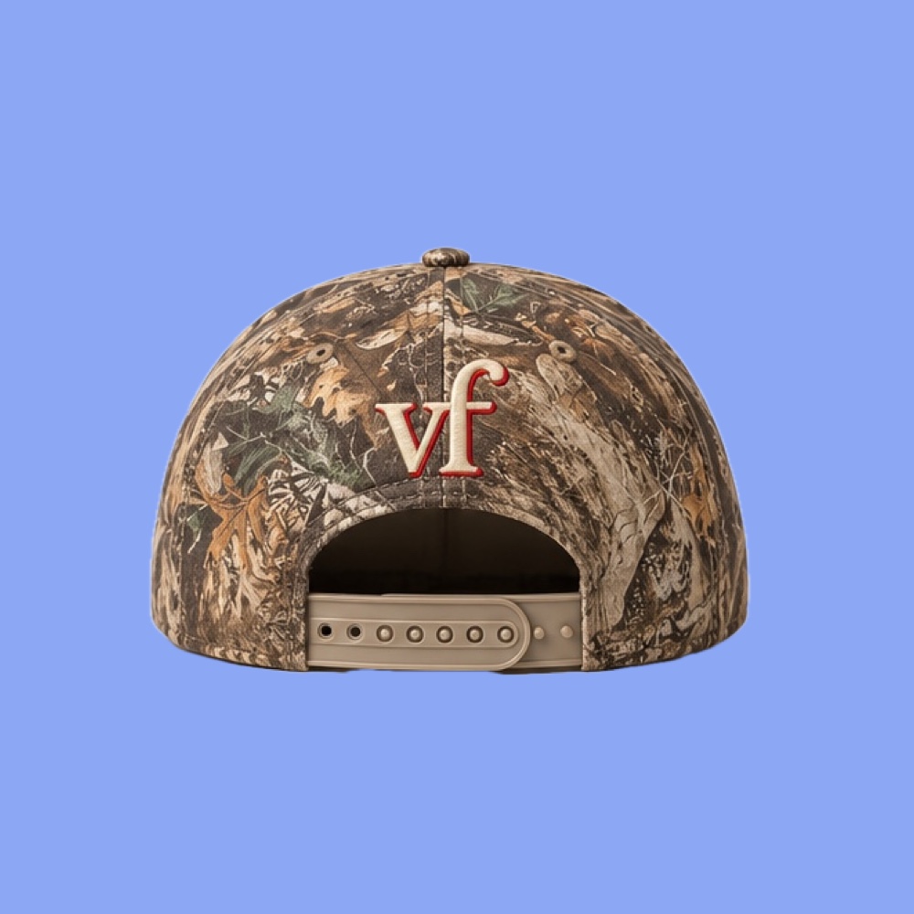 Back of the Mother Hat with the vf monogram and adjustable strap